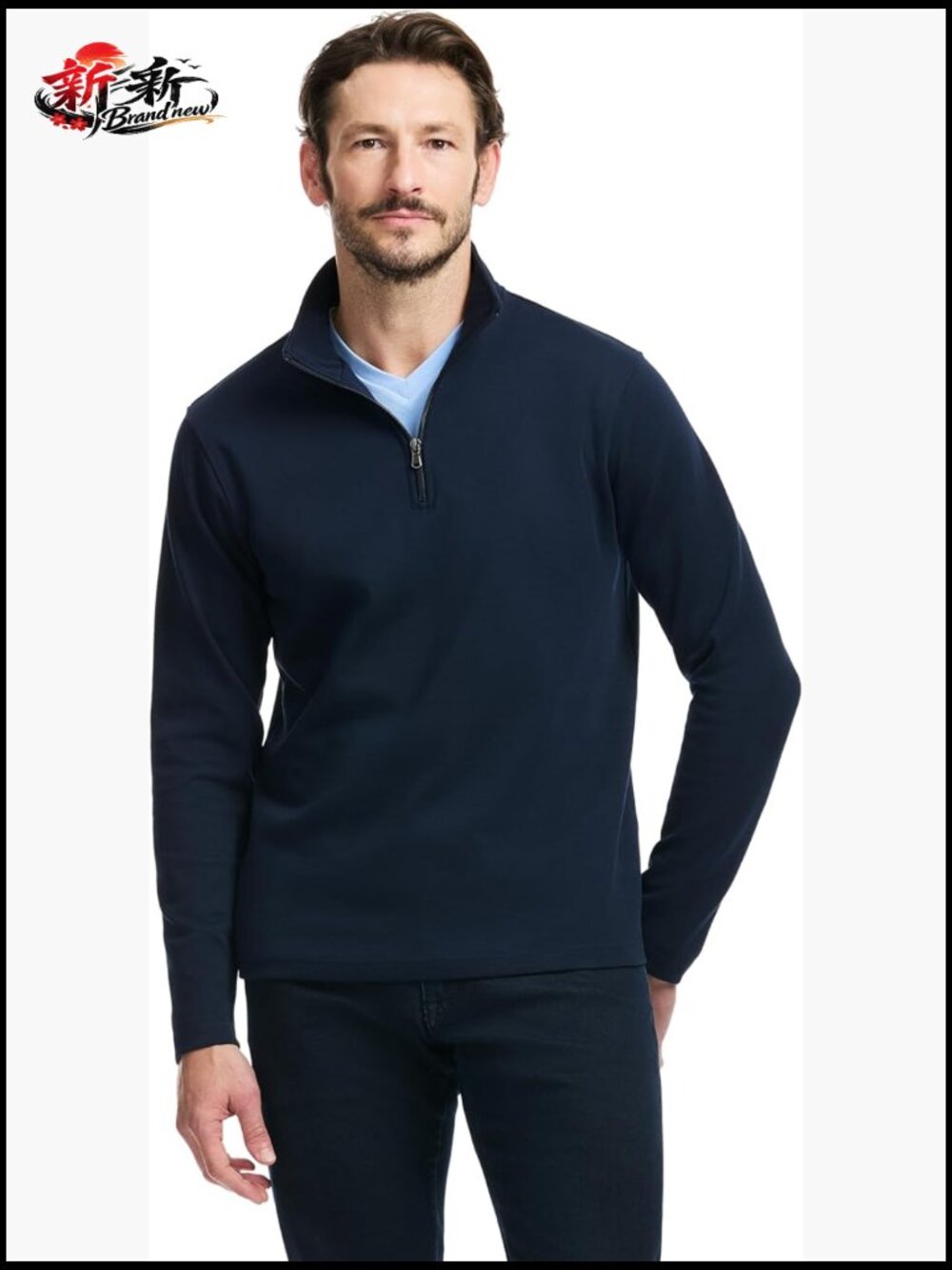 Men's Pique Quarter-Zip Pullover Premium Cotton Blend Classic Fit